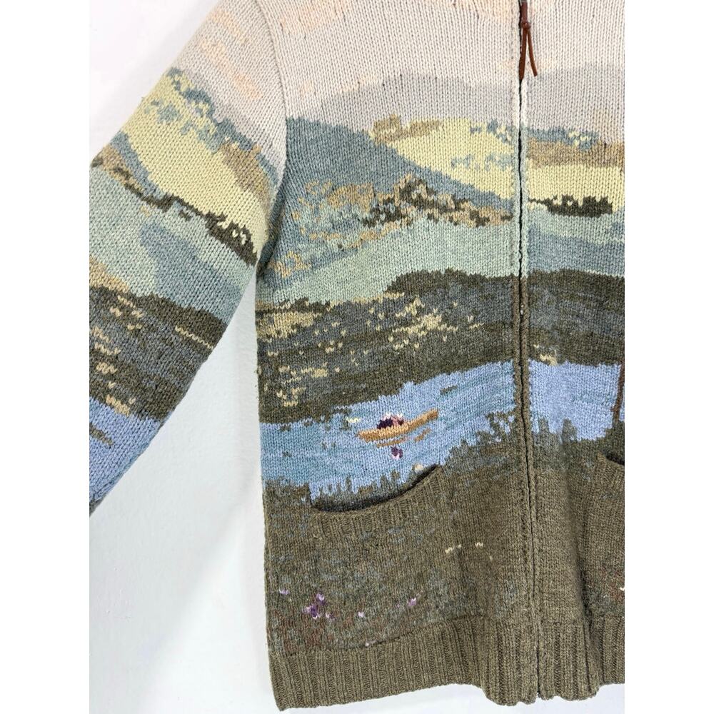 Lauren Ralph Lauren  Hand Knit Lambswool Hoodie Sweater Equestrian Horse Scenic - Picture 7 of 15